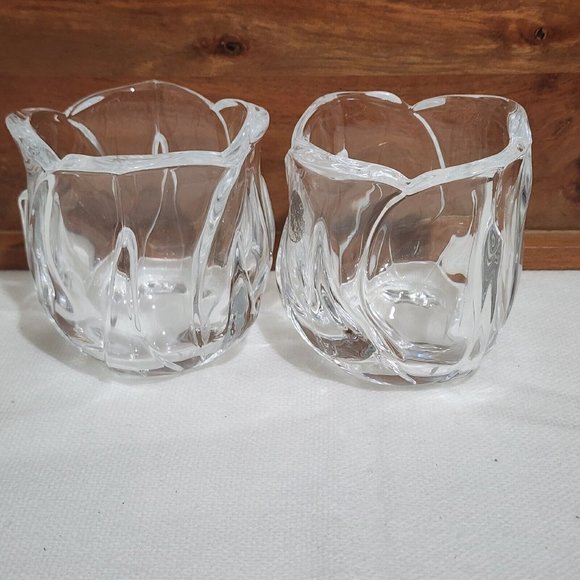 DePlomb Heavy Crystal Tulip Votive Candle Holder 4" tea light glass floral shape - Picture 3 of 10